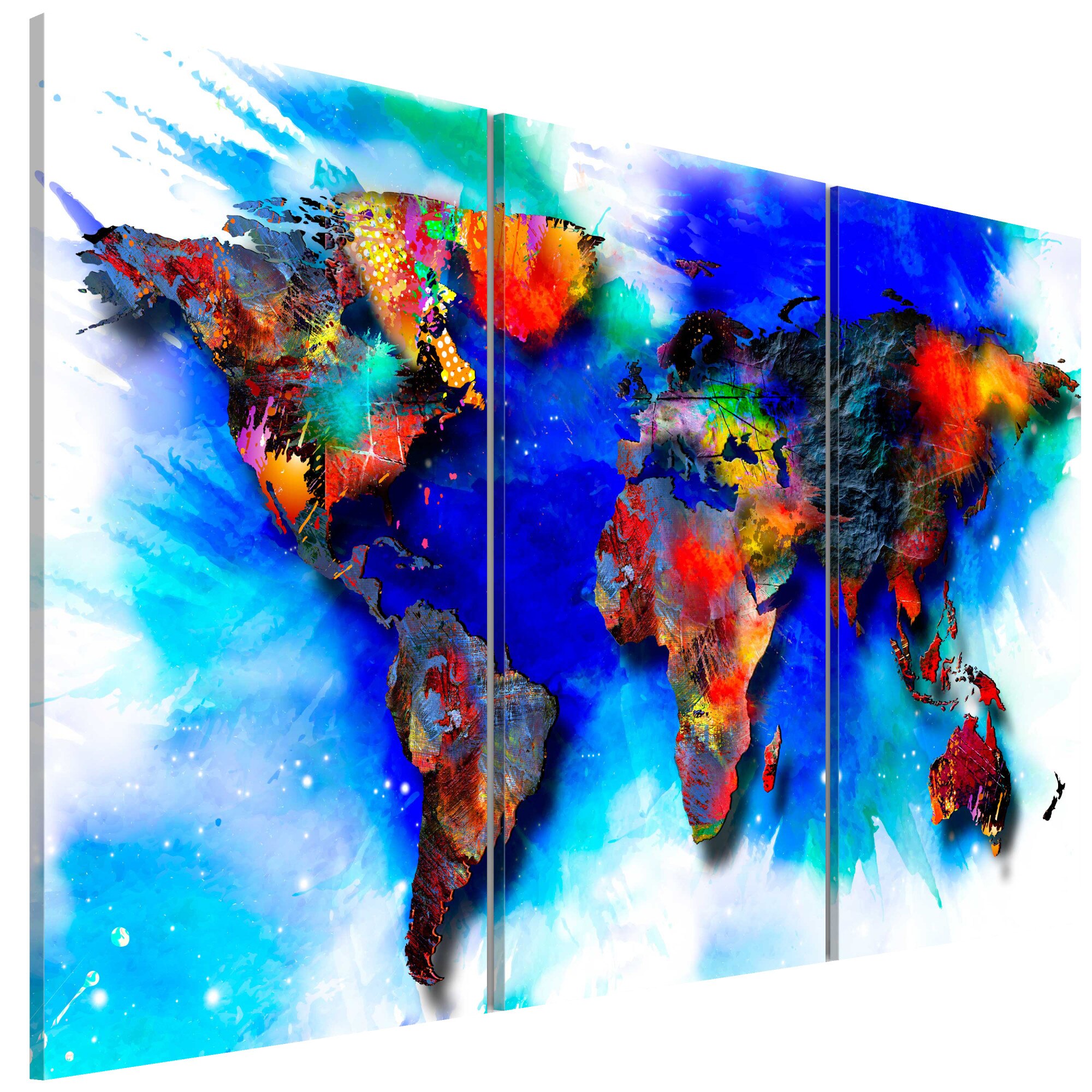 Tablou canvas 3 piese - Harta curcubeului - 90 x 60 cm