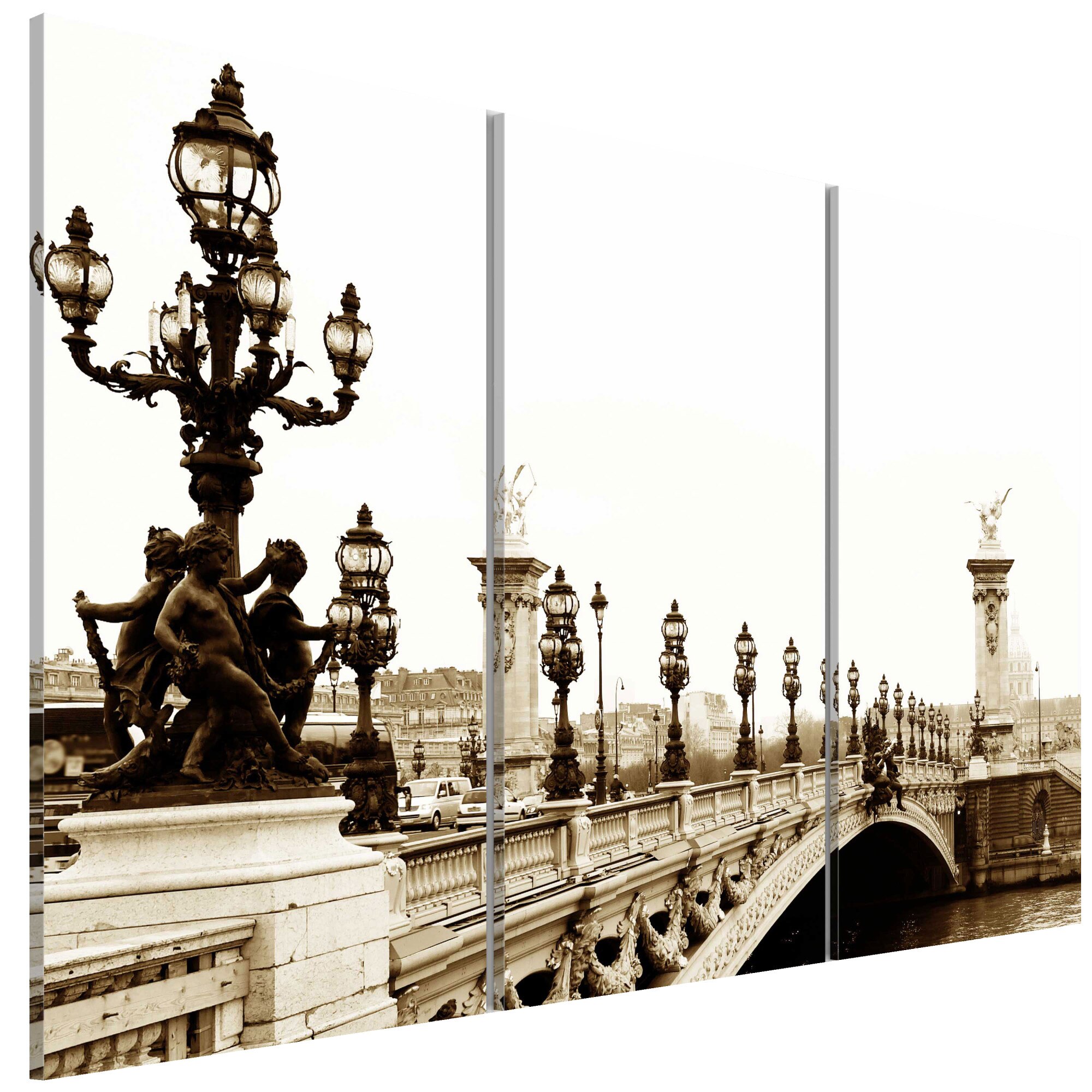 Tablou canvas 3 piese - Plimbare aromatica In Paris - 90 x 60 cm