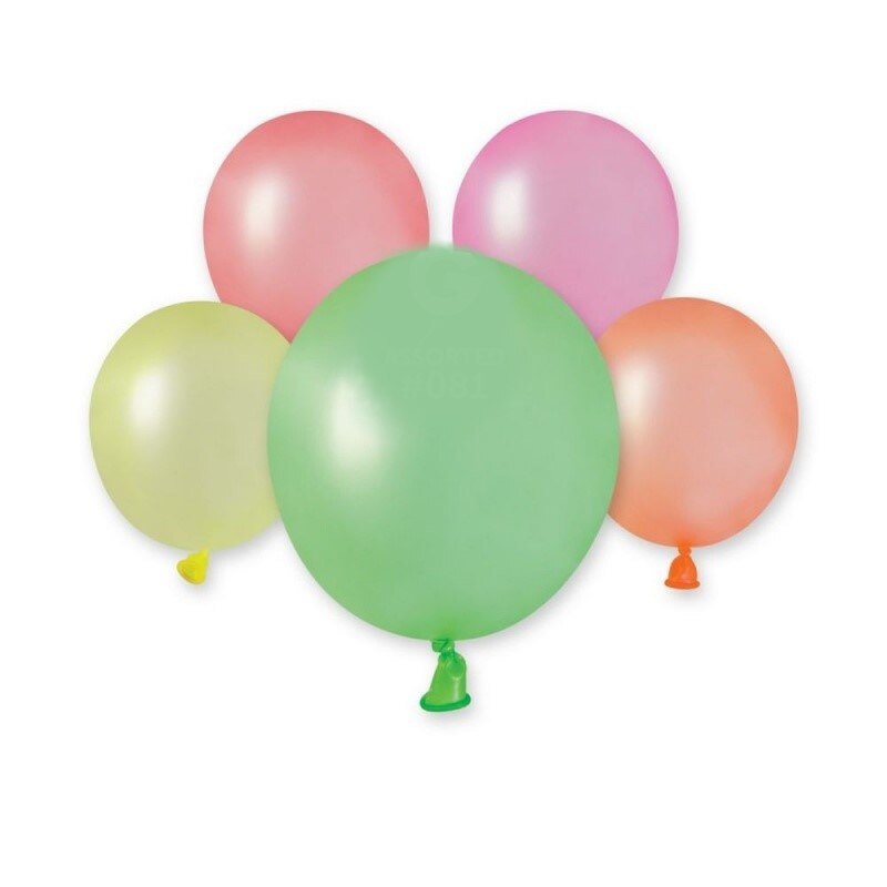 Baloane latex bombite apa, 8 cm, Asortate Fluo, Gemar PTF20, set 100 buc