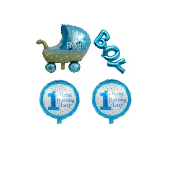 Set de 4 baloane folie carut-Albastru Set de 4 baloane folie carut-Albastru