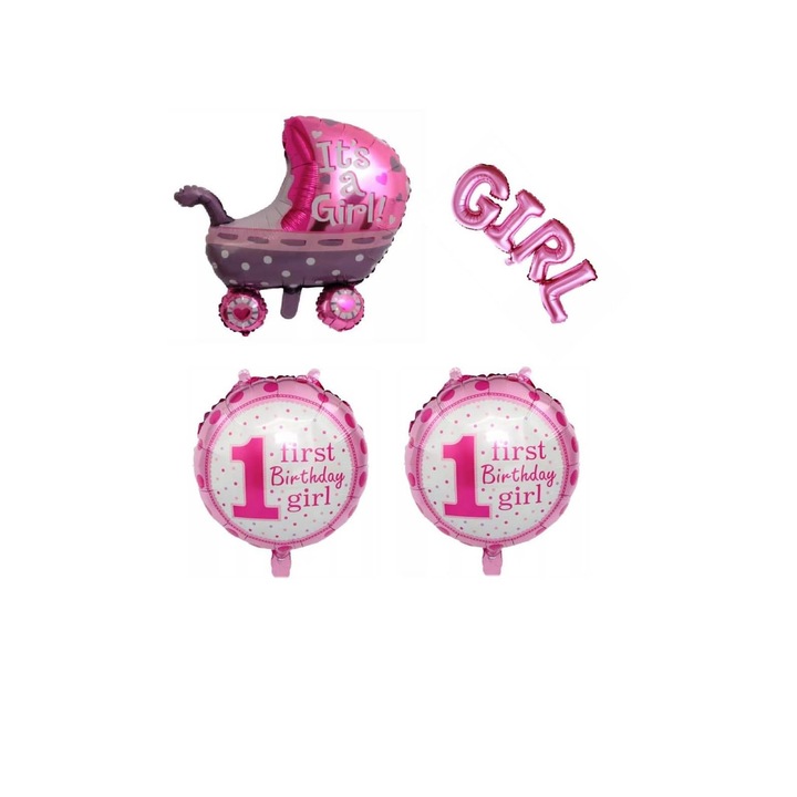 4 db fóliás lufi kosár készlet-Rózsaszín