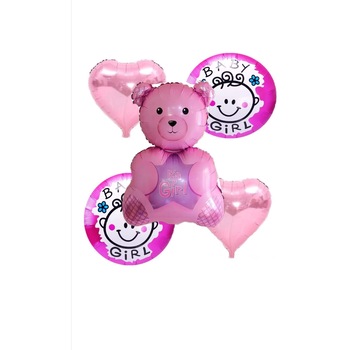 Set de 5 baloane folie - Ursulet -Roz Set de 5 baloane folie - Ursulet -Roz