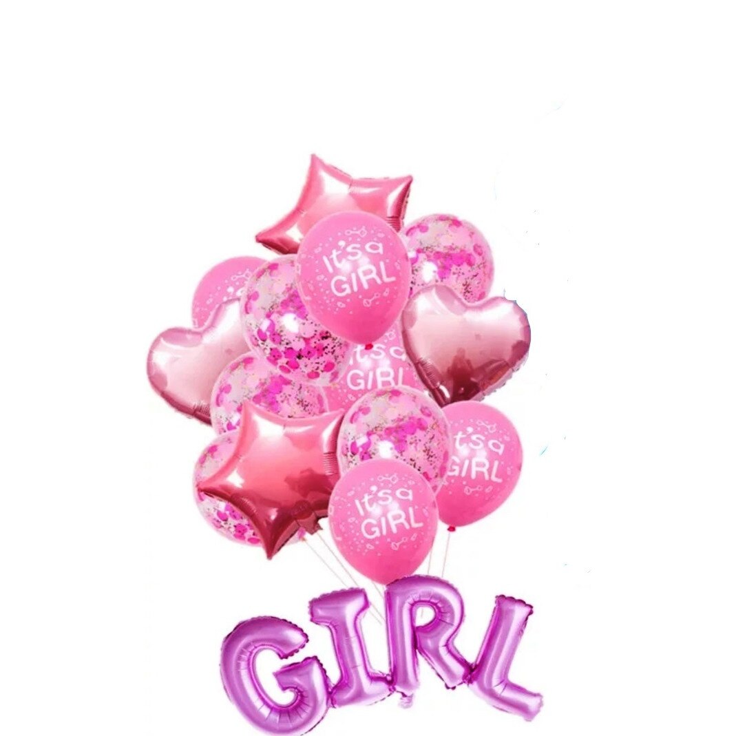 Buchet de 17 baloane pentru botez-Roz