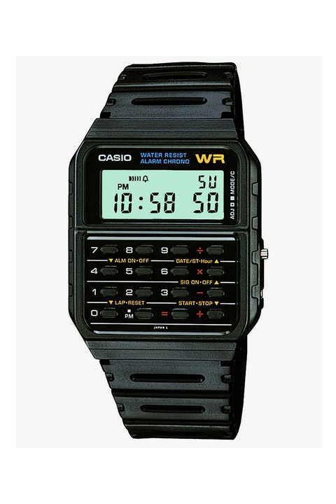 Часовник Casio, С правоъгълен хронограф, Черен
