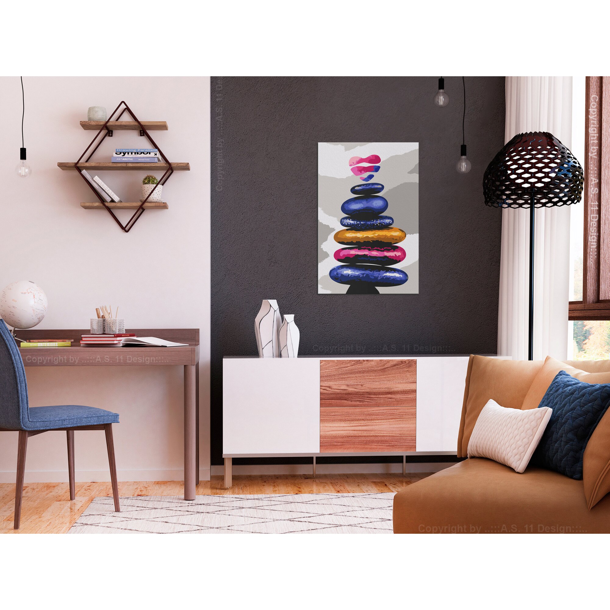 Pictura pe numere - Pietrele colorate - 40 x 60 cm - eMAG.ro