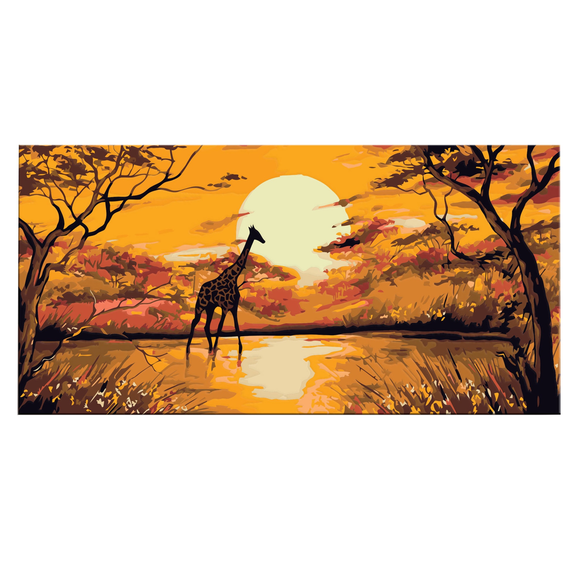 Pictura pe numere - Girafa la apus - 80 x 40 cm