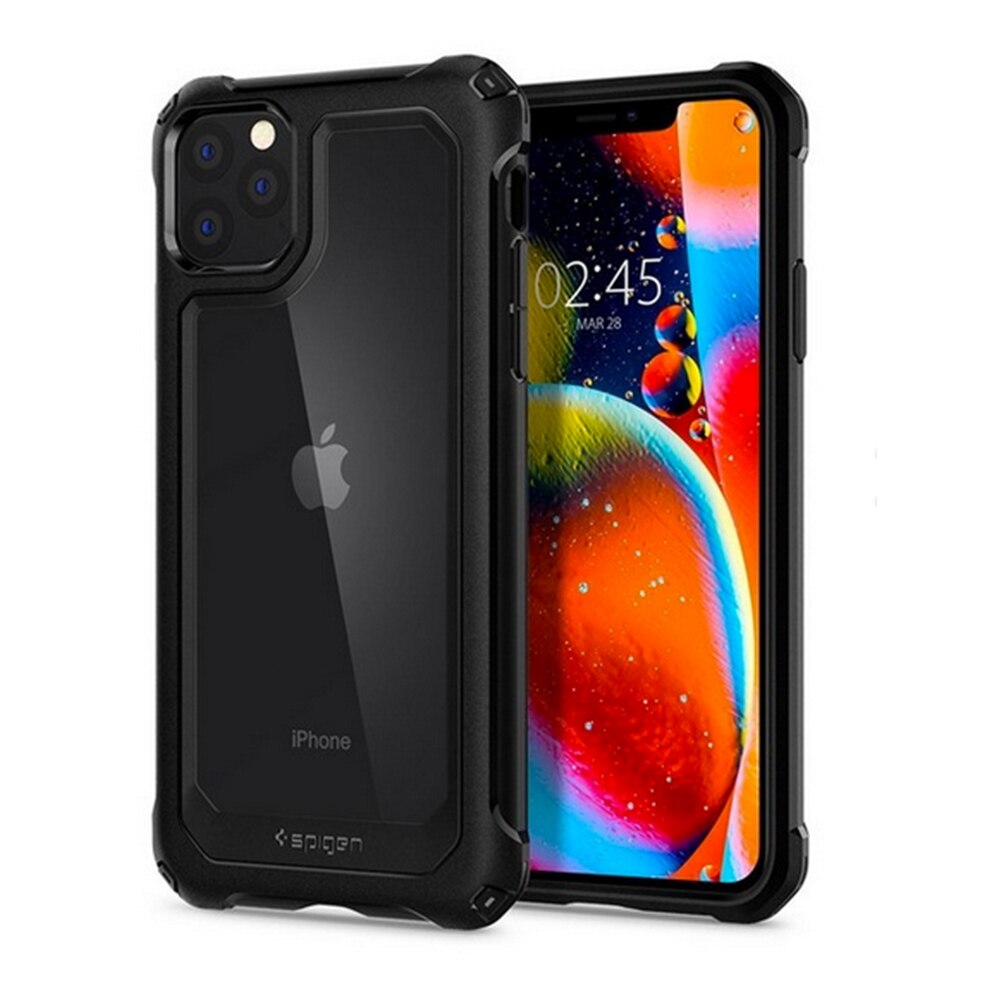 Husa Spigen Strong Gauntlet Carbon dedicata Apple iPhone 11 Pro , Negru