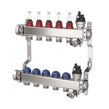Set Distribuitor si colector cu debitmetre Purmo Premium 4 circuite pentru incalzire in pardoseala, 3 buc Set Distribuitor si colector cu debitmetre Purmo Premium 4 circuite pentru incalzire in pardoseala, 3 buc