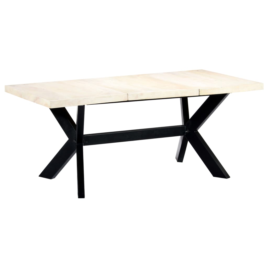 Masa de bucatarie din lemn de mango, vidaXL, 180x90x75 cm, Alb