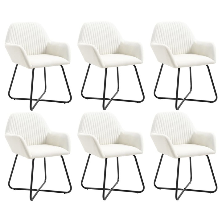 Set scaune de sufragerie vidaXL, 6 buc., crem, material textil, 61 X 61 X 84 cm, 11.65 kg
