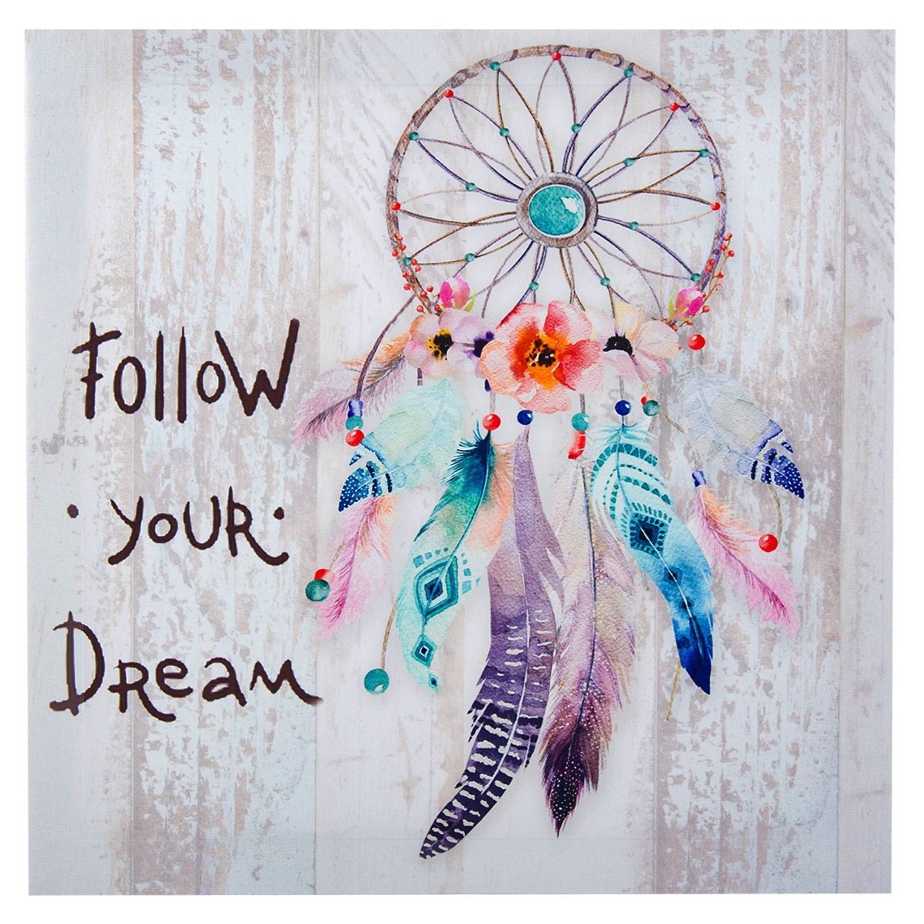 Tablou canvas, panza cu cadru de lemn, Dreamcatcher, Follow your dream, 30x30 cm
