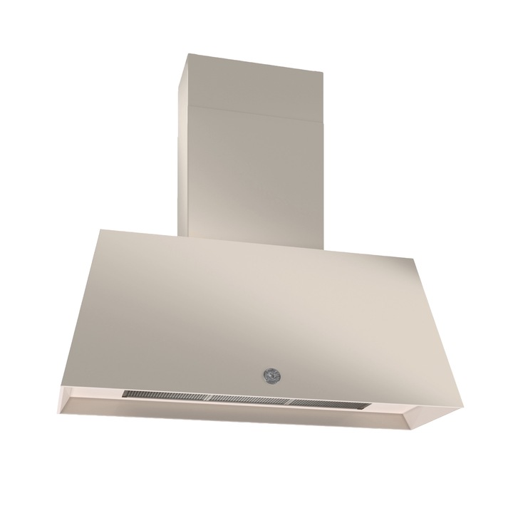 Hota de perete 110 cm Bertazzoni, colectie Heritage, 570 m³/h, 3 trepte de putere, panou control mecanic, 3 filtre otel inoxidabil, iluminare LED, design modern, silentios, crem/inox