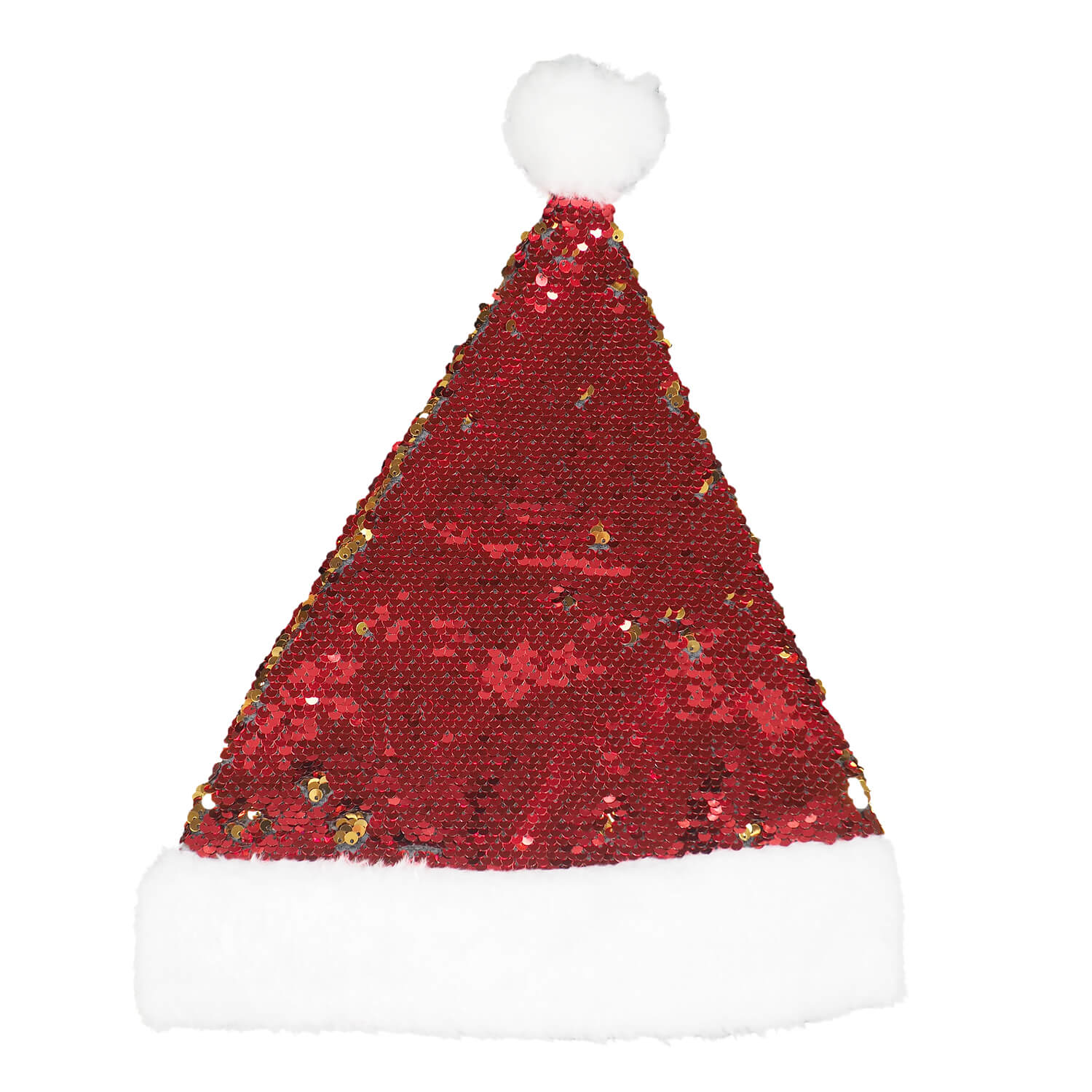 Caciulita Holly, cu paiete reversibile, 2 fete, rosu/auriu