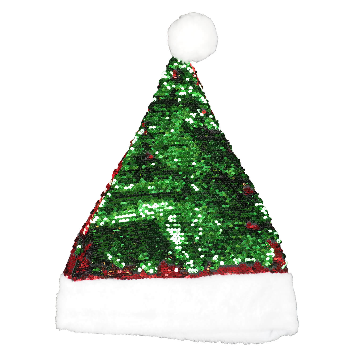 Caciulita Holly, cu paiete reversibile, 2 fete, verde/rosu