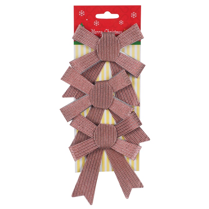 Set 3 fundite Holly pastelate, cu striatii, roz, 12 x 10 cm