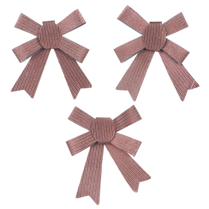 Set 3 fundite Holly pastelate, cu striatii, roz, 12 x 10 cm