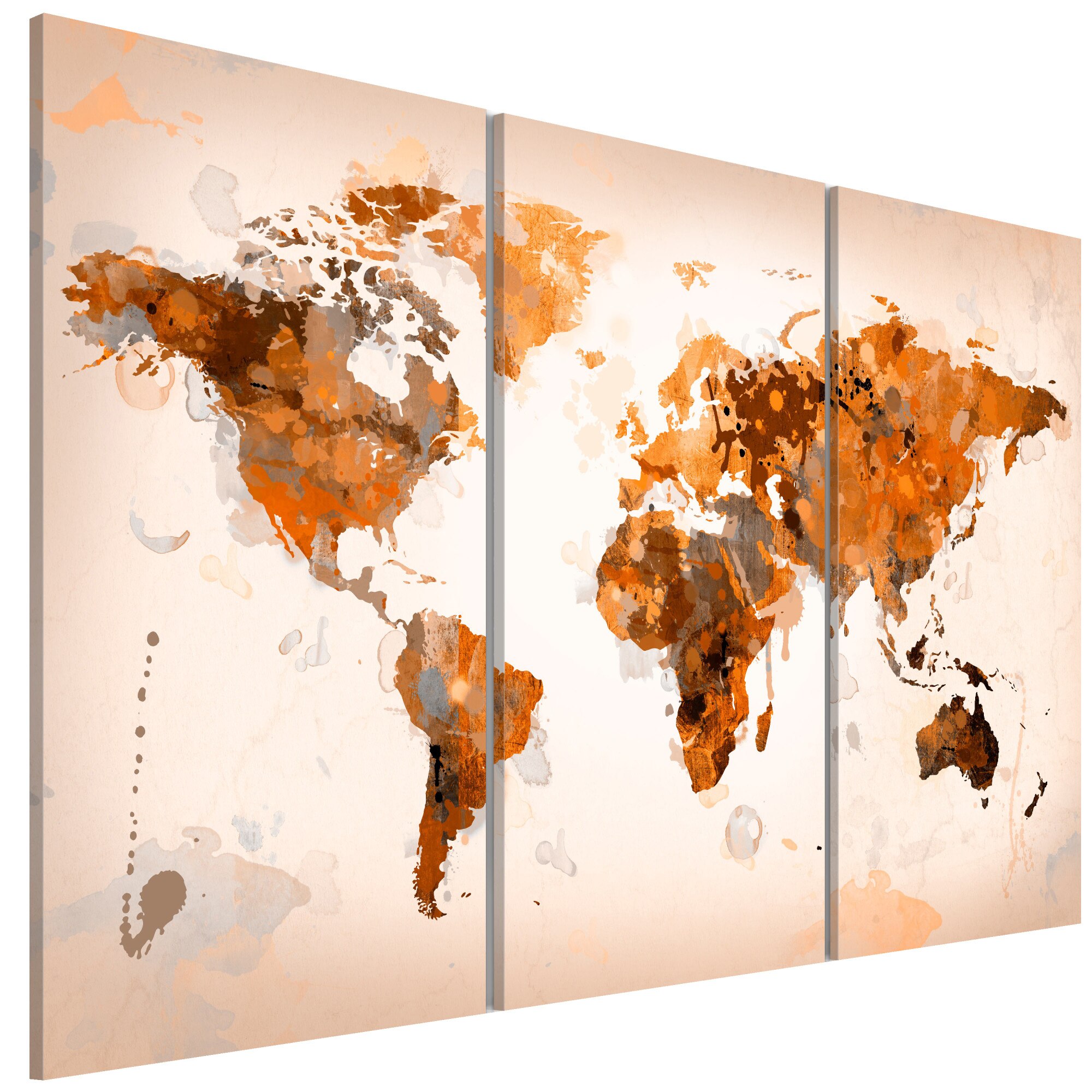 Tablou canvas 3 piese - Harta tripticului cu furtuna deSertului mondial - 90 x 60 cm
