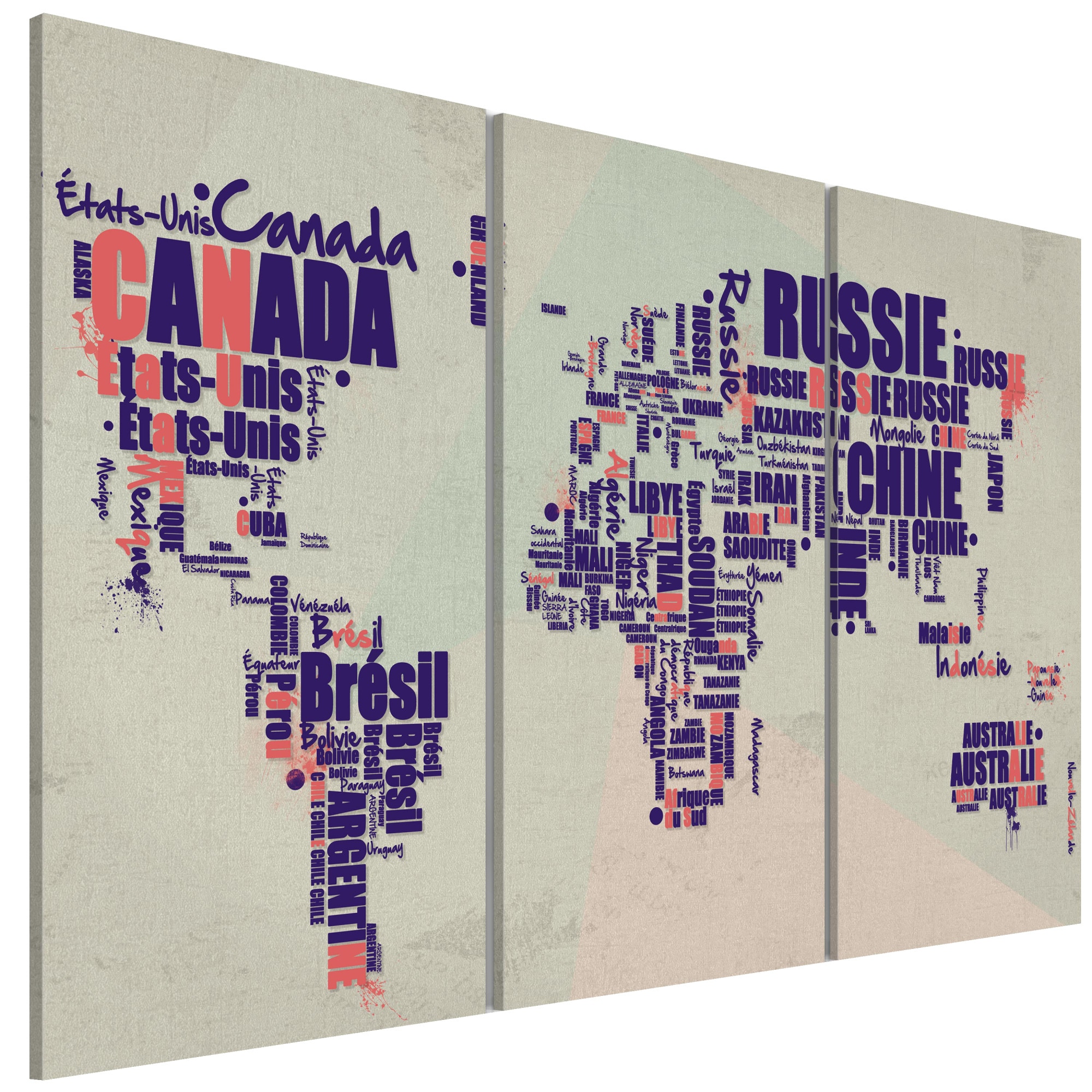 Tablou canvas 3 piese - Tripticul francez de calatorie - 90 x 60 cm