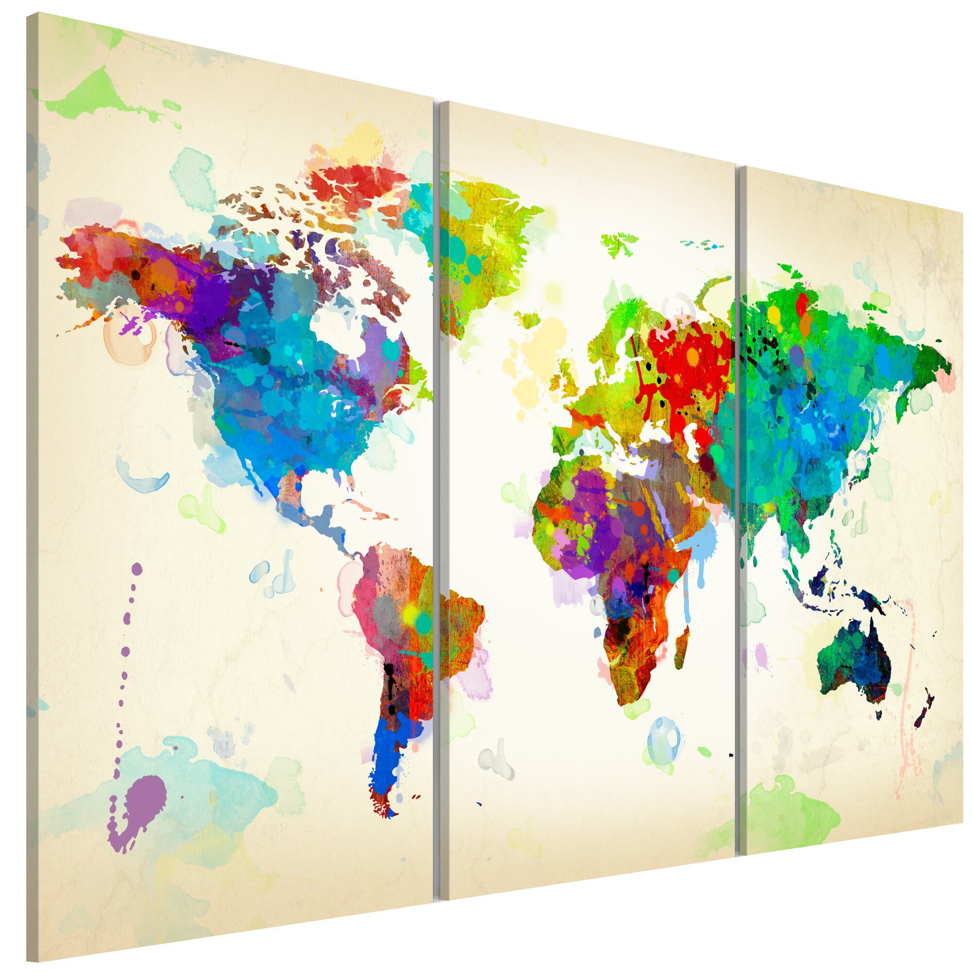 Tablou canvas 3 piese - Toate culorile tripticului Lumii - 90 x 60 cm