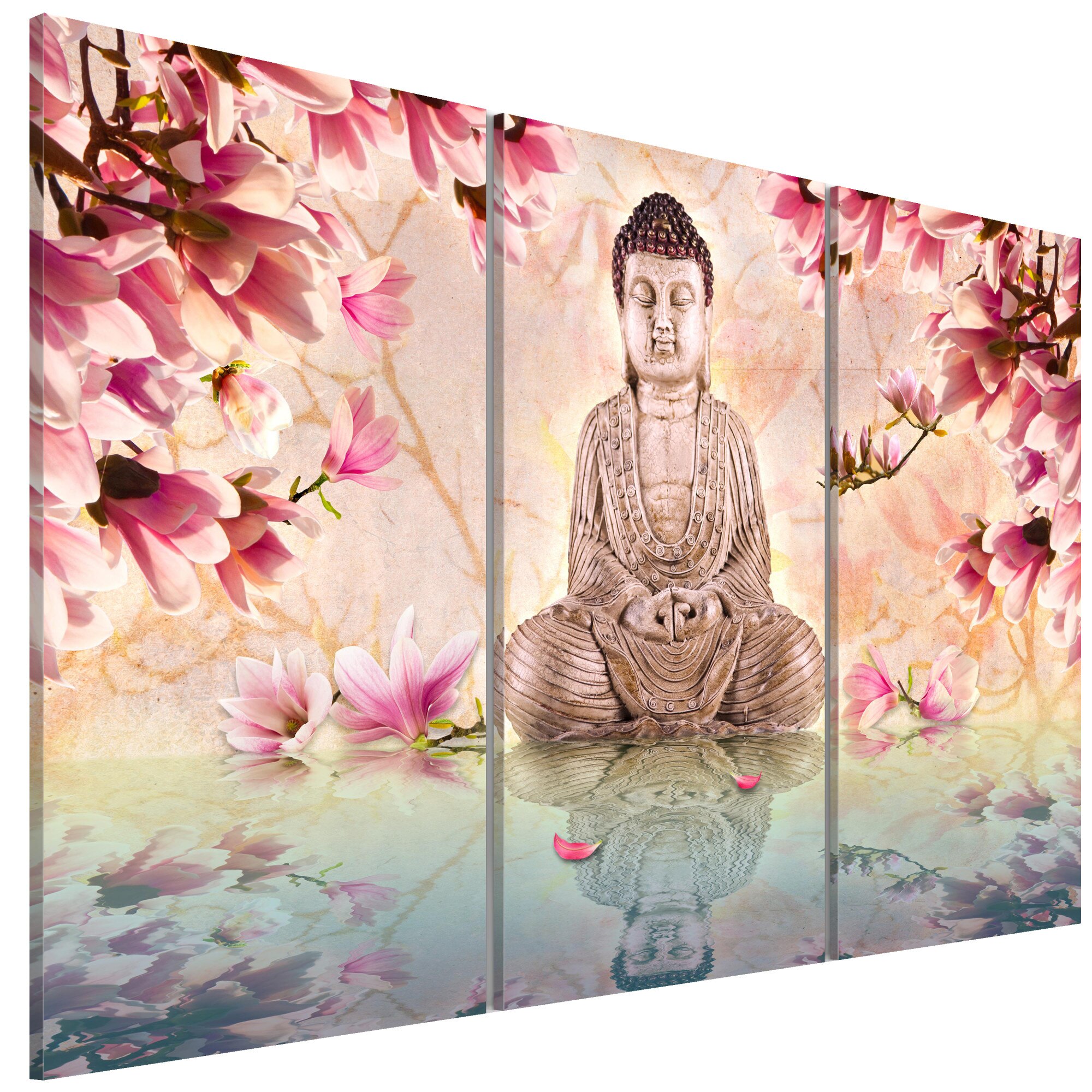 Tablou canvas 3 piese - Meditatia Buddha - 90 x 60 cm