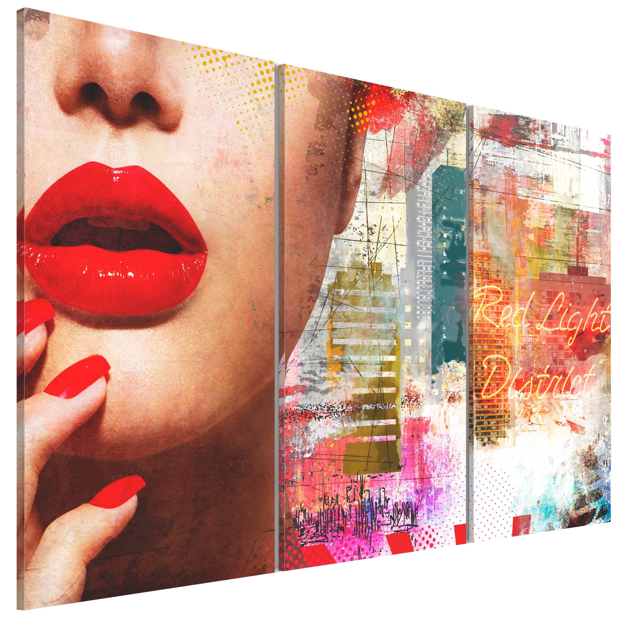 Tablou canvas 3 piese - Districtul Red Light - 90 x 60 cm