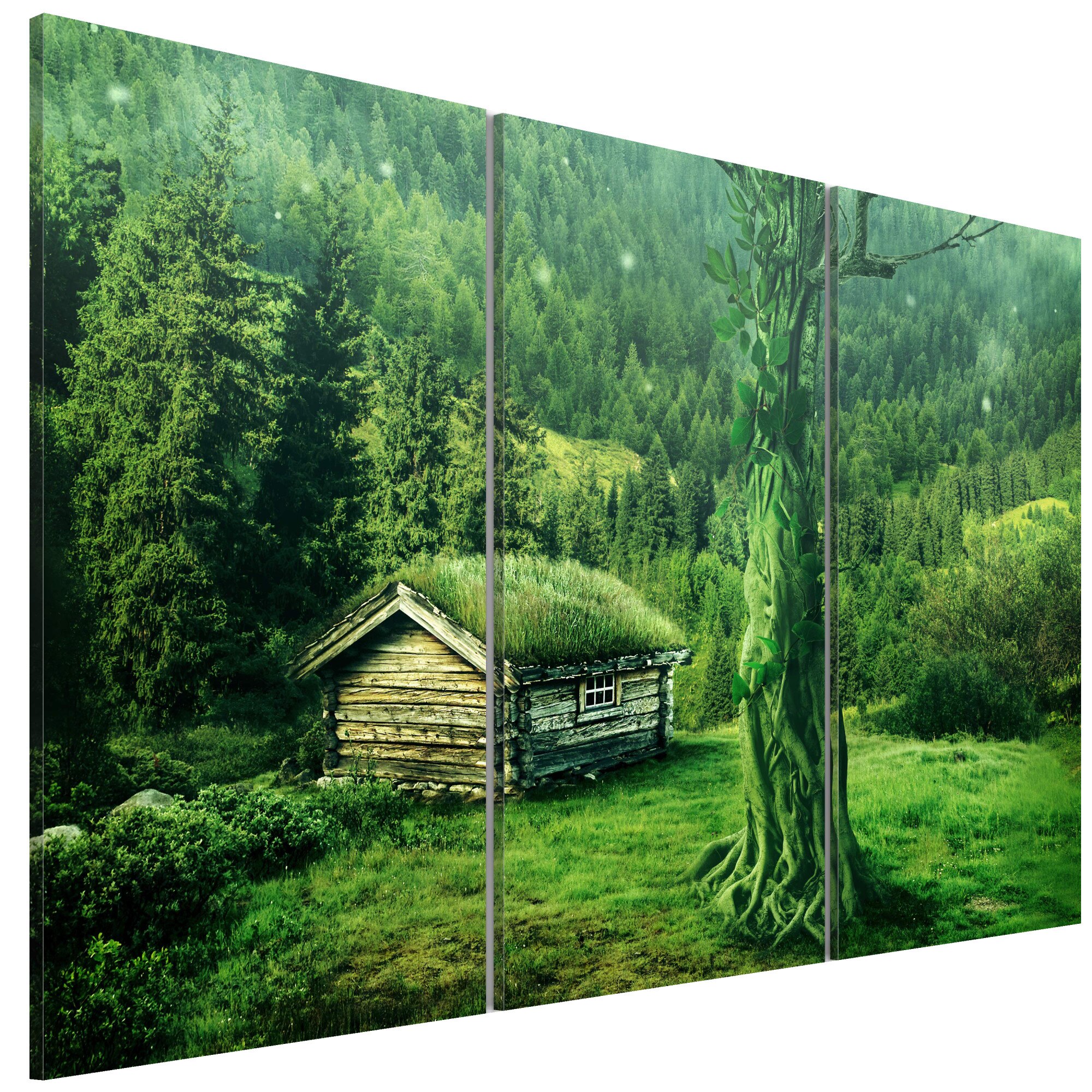 Tablou canvas 3 piese - Ecosistemul forestier - 90 x 60 cm