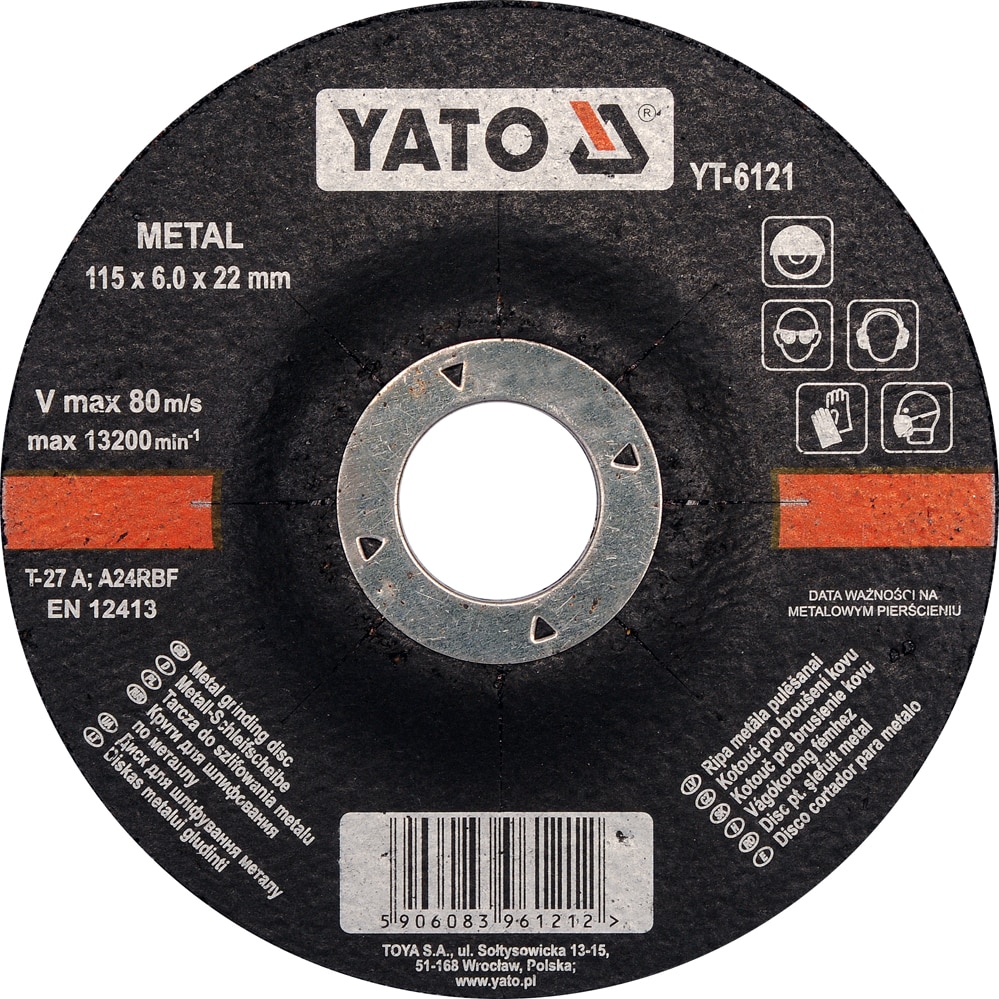 Disc pentru slefuit metal 115 x 22 x 6 mm Yato YT-6121