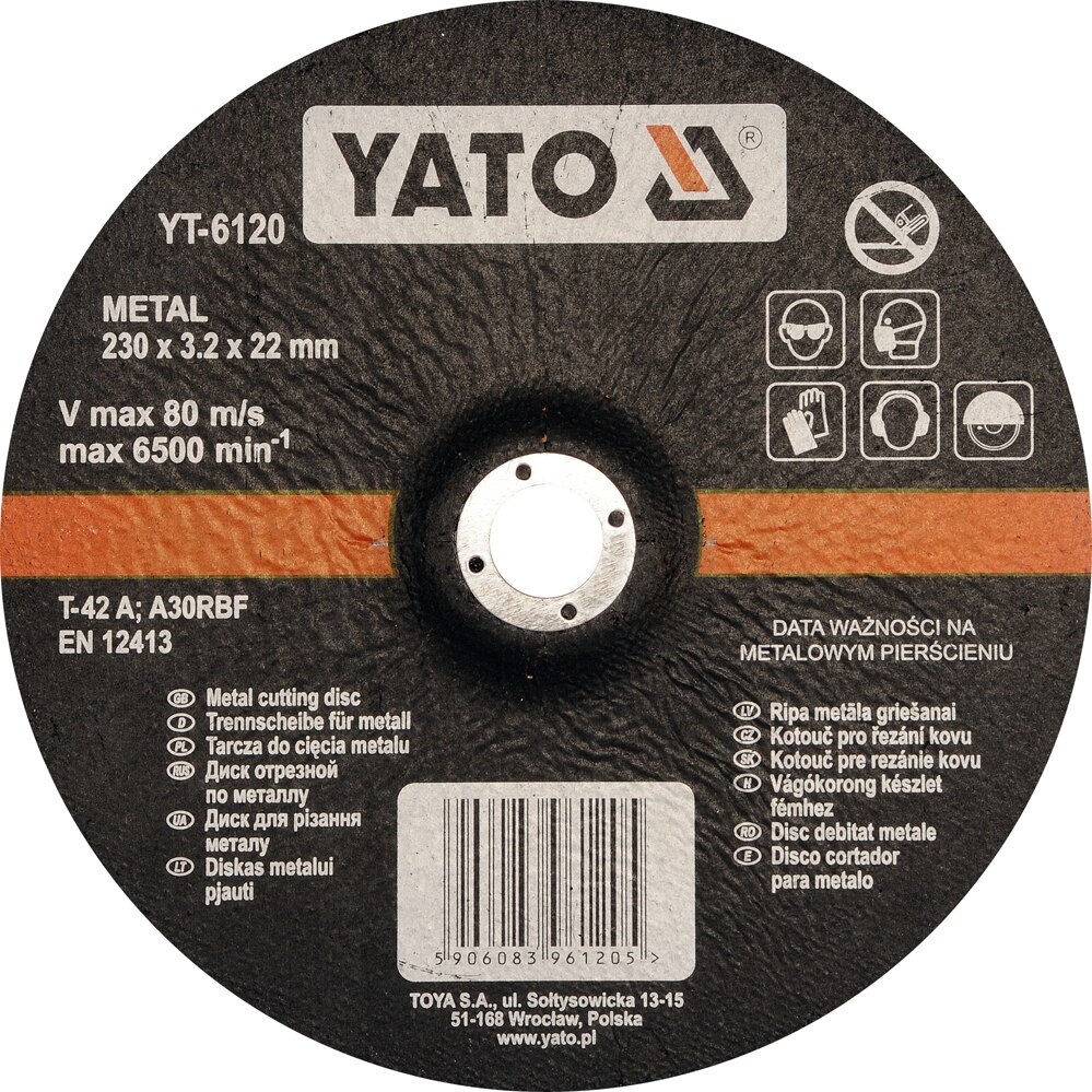 Disc slefuit metal 230x3.2x22 mm Yato YT-6120