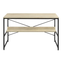 Birou masa calculator Canada cu raft, en.casa, 75 x 120 x 60 cm, PAL/otel sinterizat/ negru/culoarea stejarului, 50/18Kg