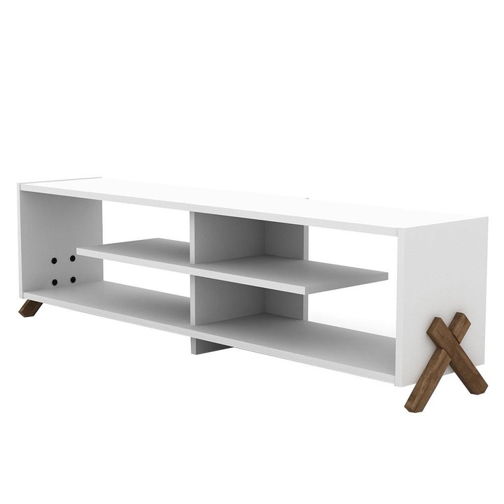 Comoda TV Kipp Rafevi alb/ maro,145x39x31cm