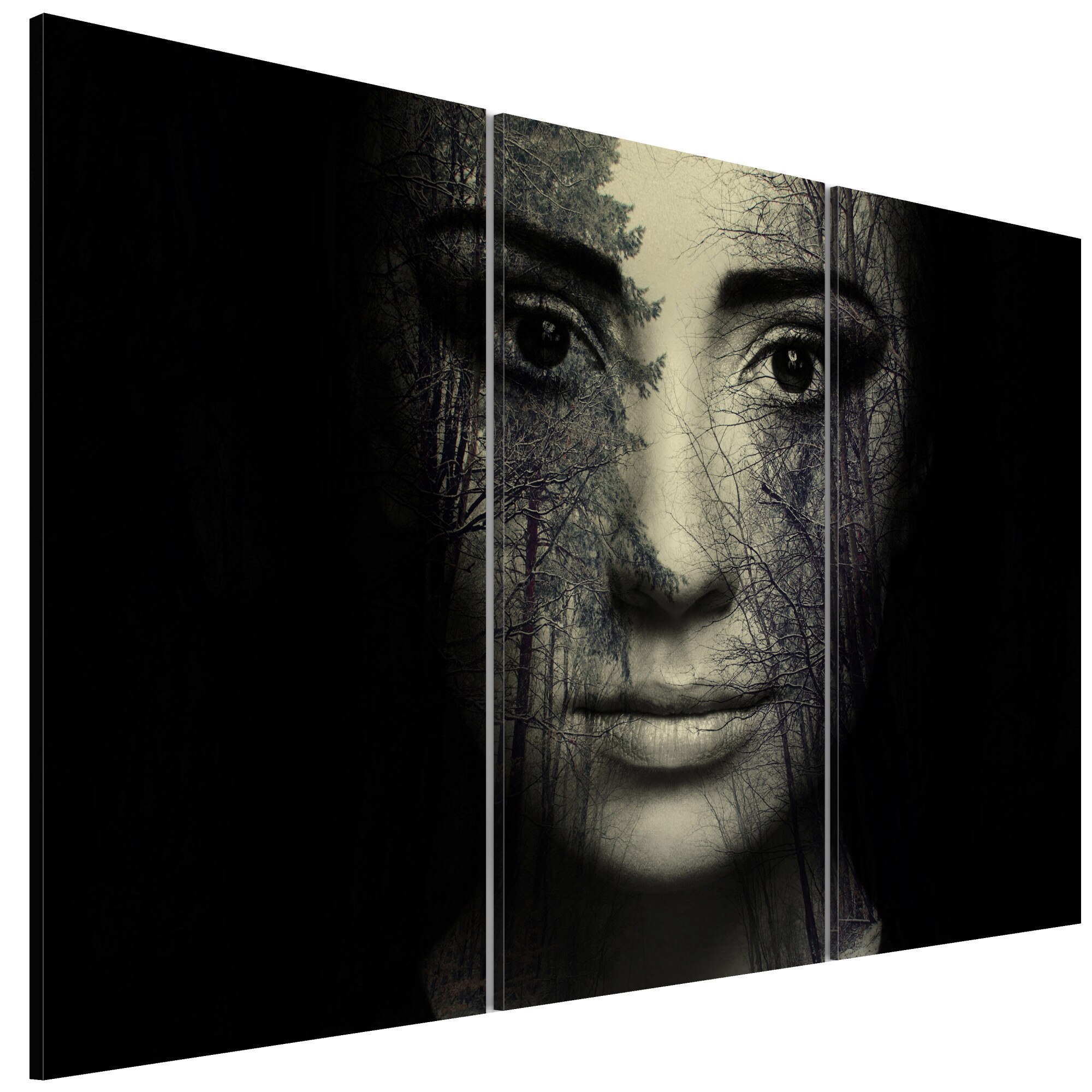 Tablou canvas 3 piese - Camuflaj padure - 90 x 60 cm