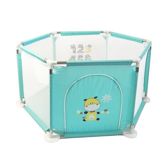 Tarc de joaca pentru bebelusi cu 50 bile si cos de baschet, Albastru, +0 luni