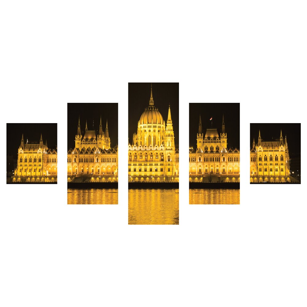 Parlament in stilul neogotic - Tablou canvas 5 piese - 135x70cm