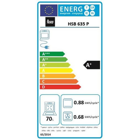 Cuptor incorporabil Teka HSB 635 P,Electric, Autocuratare pirolitica, 70 l, Touch Control cu display LED, Clasa A+, Inox/Negru