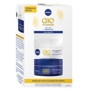 Pachet Nivea Q10 Plus: Crema de zi, 50 ml + Crema de noapte, 50 ml Pachet Nivea Q10 Plus: Crema de zi, 50 ml + Crema de noapte, 50 ml