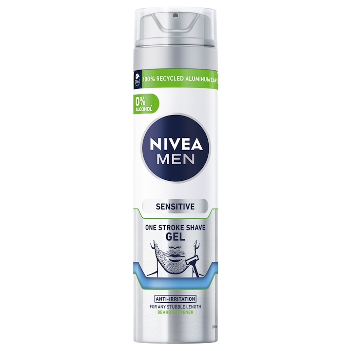 Gel de ras NIVEA MEN Sensitive pentru barba de cateva zile, 200 ml