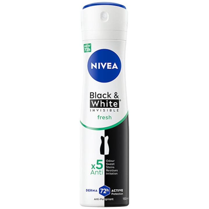 Deodorant spray NIVEA Invisible Black & White Fresh pentru femei, 150 ml