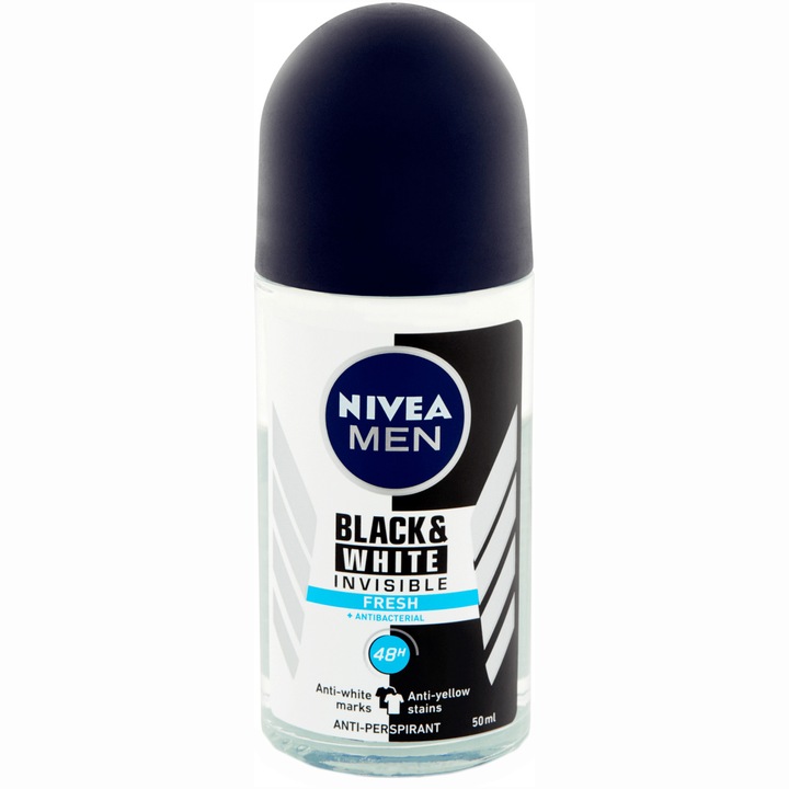 Deodorant roll-on Nivea Men Invisible for Black&White Fresh, 50 ml
