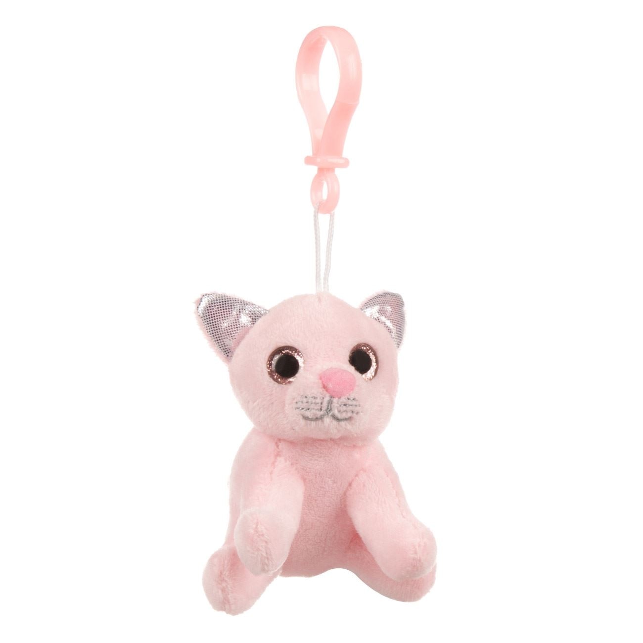 Breloc pentru chei, Zola, pisica roz, ochi glitter, 10cm