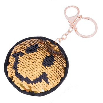 Breloc pentru chei, Zola, fata emoji cu paiete Breloc pentru chei, Zola, fata emoji cu paiete