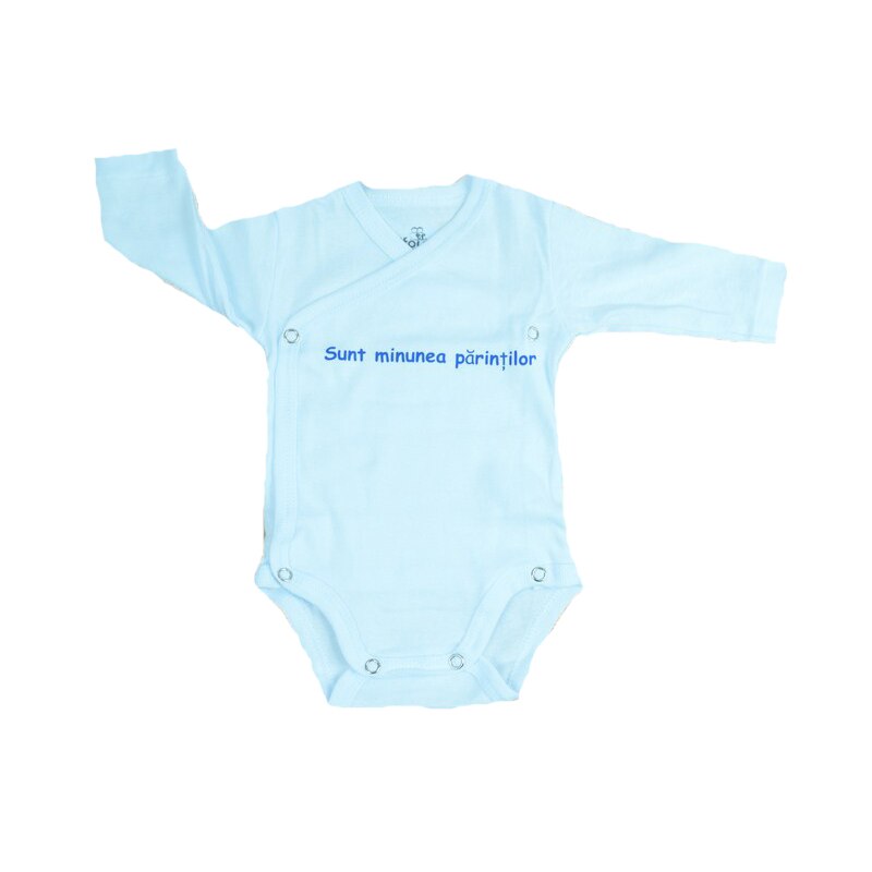 Body cu maneca lunga bebelusi Pifou Model 10 M10-A, Alb, 54-58 cm