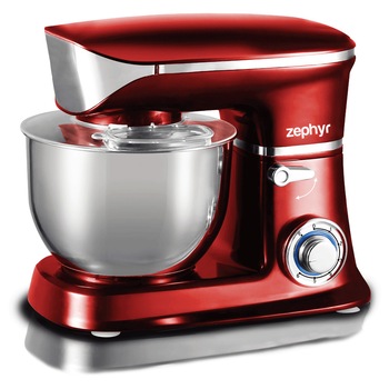 Mixer cu bol din inox Zephyr, 1900 W, Bol 6.5 L inox, 6 Viteze + Functie Pulse, LED, Rosu Mixer cu bol din inox Zephyr, 1900 W, Bol 6.5 L inox, 6 Viteze + Functie Pulse, LED, Rosu