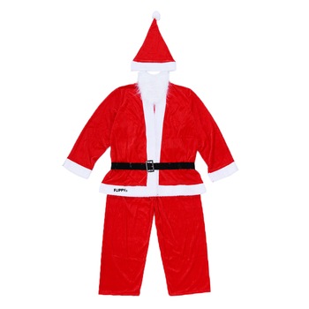 Costum Mos Craciun Flippy® Baiat, 10-12 ani, 5 piese, Catifea Costum Mos Craciun Flippy® Baiat, 10-12 ani, 5 piese, Catifea
