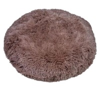 Perna decorativa rotunda de podea, placuta la atingere, imitatie blana pufoasa, diametru 60 cm, blanita maro, Topi Dreams