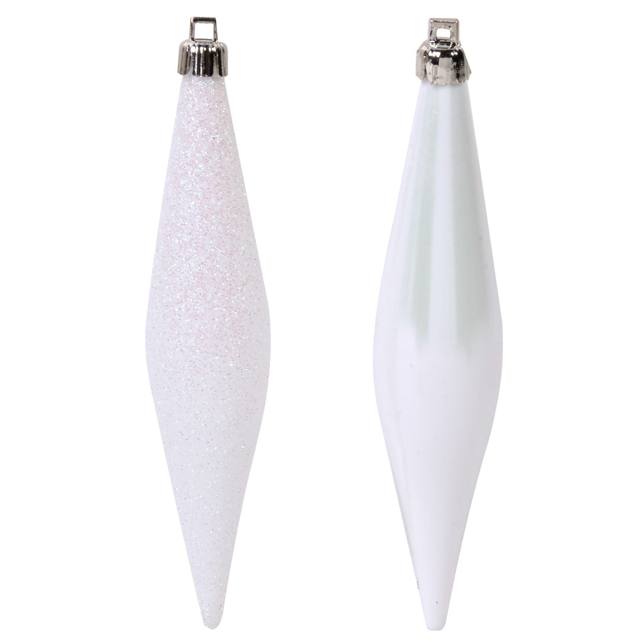 Set ornamente brad Craciun, stalactite albe, South Perfect Decor, 14 buc, 6 cm