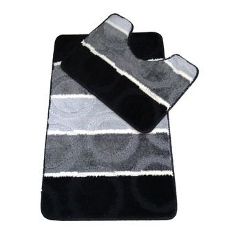 Set 2 covorase baie Basic Standard , 50x80cm/40x50cm, antiderapant, polipropilena, tip dungi, culoare negru degrade , model cercuri , gramaj 800 g Set 2 covorase baie Basic Standard , 50x80cm/40x50cm, antiderapant, polipropilena, tip dungi, culoare negru degrade , model cercuri , gramaj 800 g