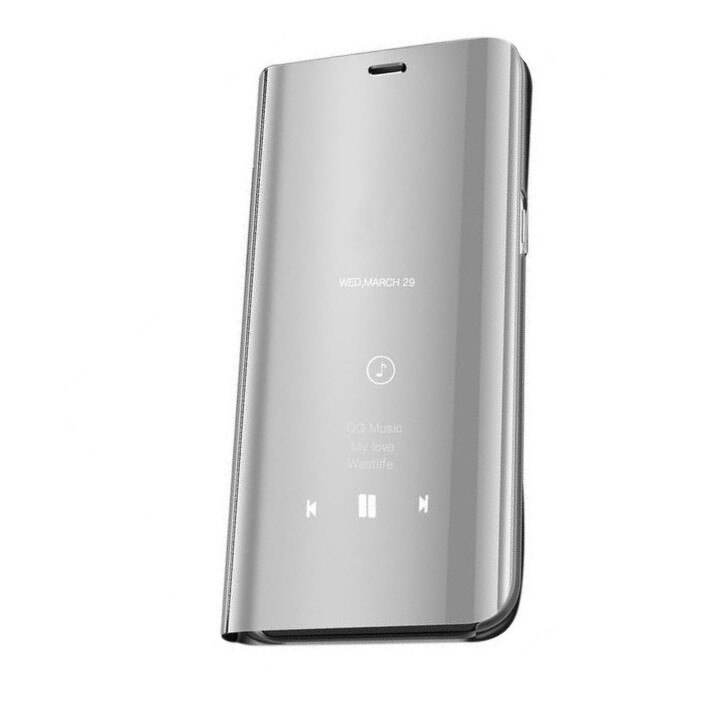 Husa Samsung Galaxy A70, Clear View Flip / Book, Silver