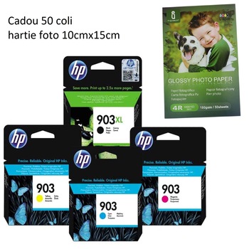 Set 4 buc cartus cerneala, HP, OEM 903XL/903 HP Black-XL/Cyan/Magenta/Yelow HP OfficeJet 6975, OfficeJet 6868, OfficeJet Pro 6960, OfficeJet Pro 6860, 6970, 6978, 6950, 6968,6900 plus 50 coli hartie foto glossy cadou Set 4 buc cartus cerneala, HP, OEM 903XL/903 HP Black-XL/Cyan/Magenta/Yelow HP OfficeJet 6975, OfficeJet 6868, OfficeJet Pro 6960, OfficeJet Pro 6860, 6970, 6978, 6950, 6968,6900 plus 50 coli hartie foto glossy cadou