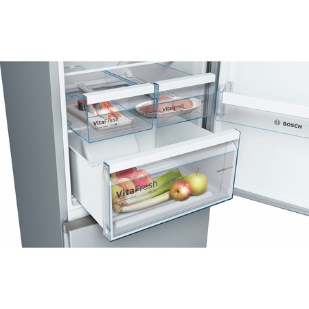 Combina frigorifica Bosch KGN39VL306, 366 l, Clasa A++, No Frost, VitaFresh, Iluminare LED, H 203 cm, Inox
