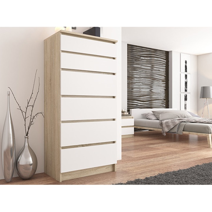 Komód 6 fiókos sonoma - mix